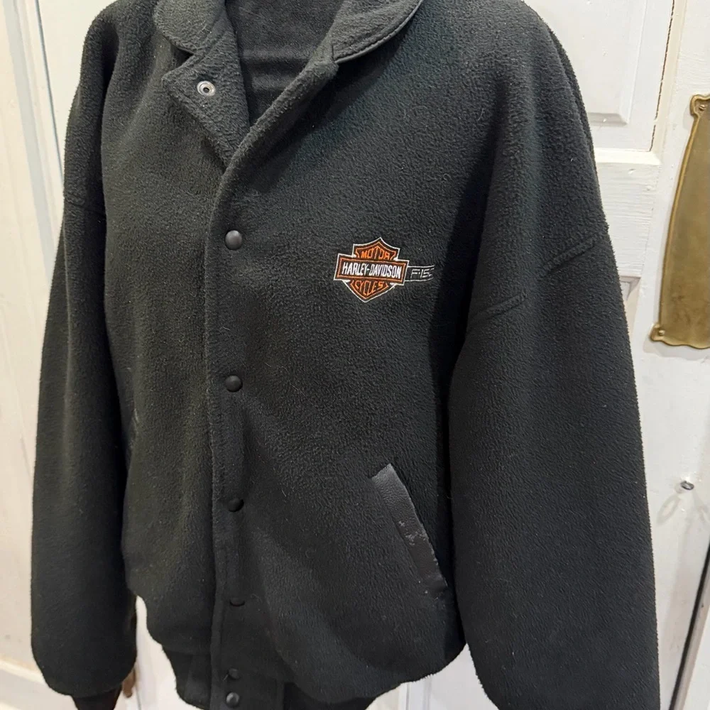 Harley Davidson F150 Embroidered logo Leather Trim Womens Biker Jacket Sz M - Picture 3 of 8